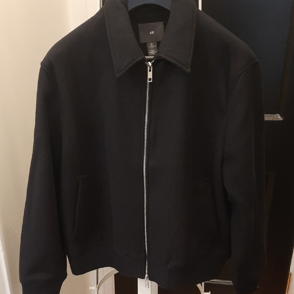 MENS NWOT H&M NAVY Zip-Up Jacket LARGE